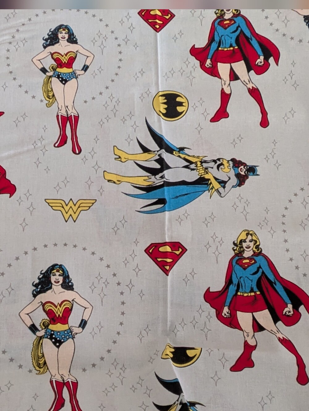 DC Comics Female Justice League Cotton Fabric - 1 Yard - New Uncut